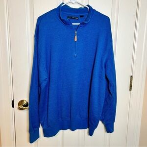Greg Norman 1/4 Zip Pullover Blue Houndstooth Print Cotton/Poly Blend Size XL